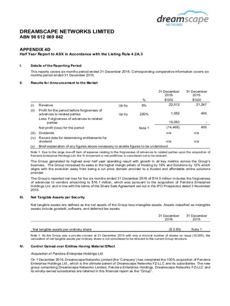dreamscape networks international pte ltd|ANNUAL FINANCIAL REPORT .